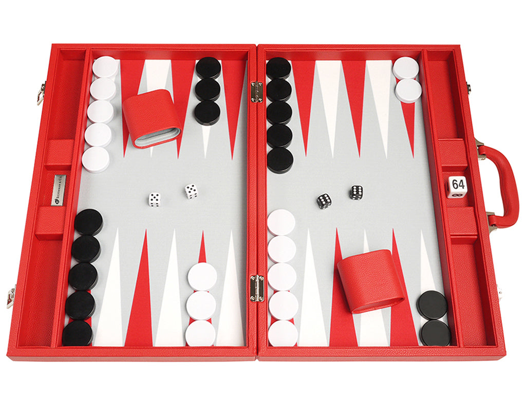 19-inch Premium Backgammon Set - Red - American-Wholesaler Inc.