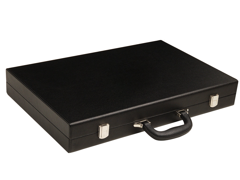 19-inch Premium Backgammon Set - Black Board with White and Scarlet Red Points - American-Wholesaler Inc.