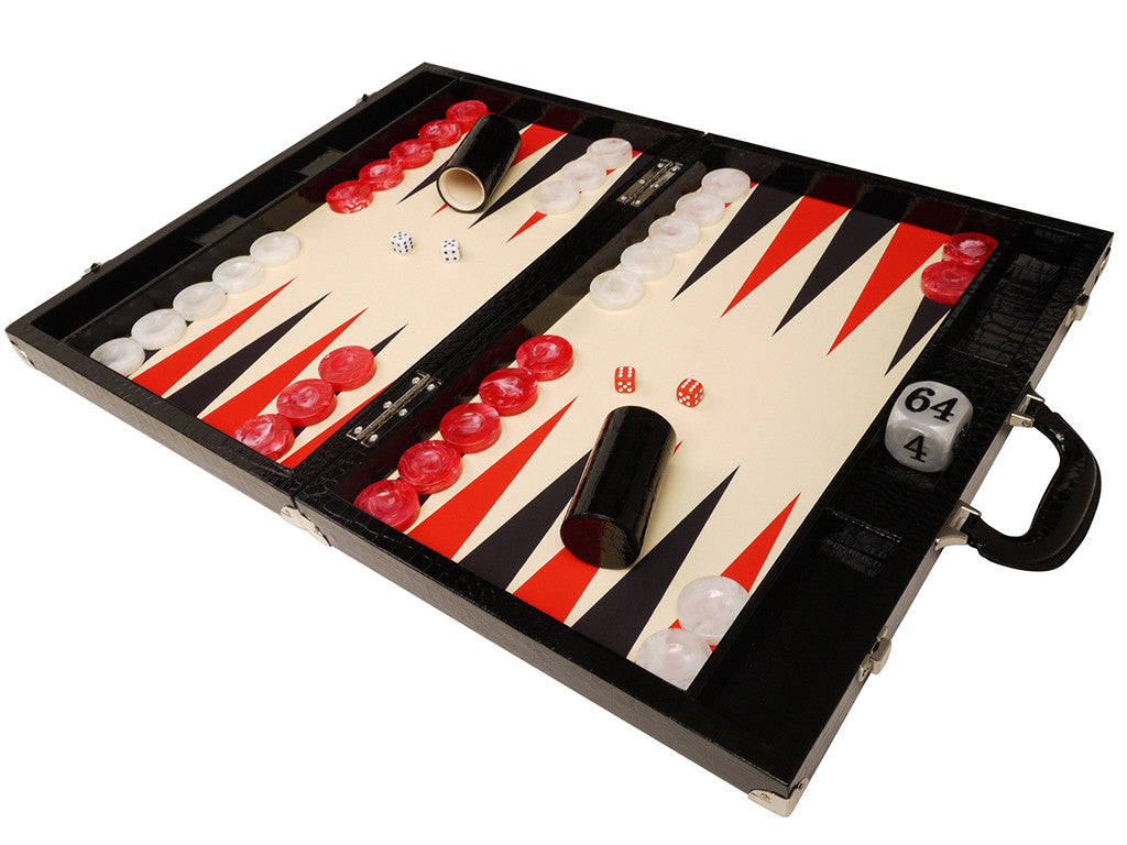 
                  
                    21-inch Tournament Backgammon Set, Wycliffe Brothers - Black Croco Board with Cream Field - Gen III - EUR - American-Wholesaler Inc.
                  
                
