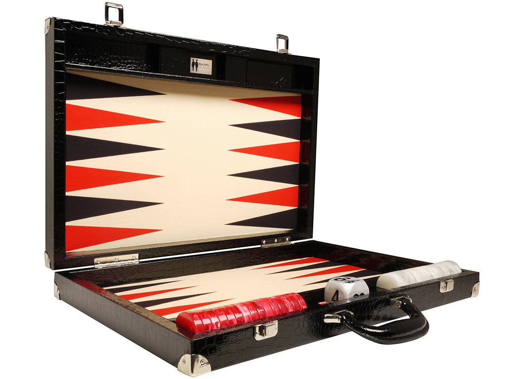 
                  
                    21-inch Tournament Backgammon Set, Wycliffe Brothers - Black Croco Board with Cream Field - Gen III - EUR - American-Wholesaler Inc.
                  
                