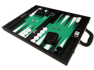 Set de Backgammon Premium de 40 x 53 cm - Negro con puntos blancos y negros