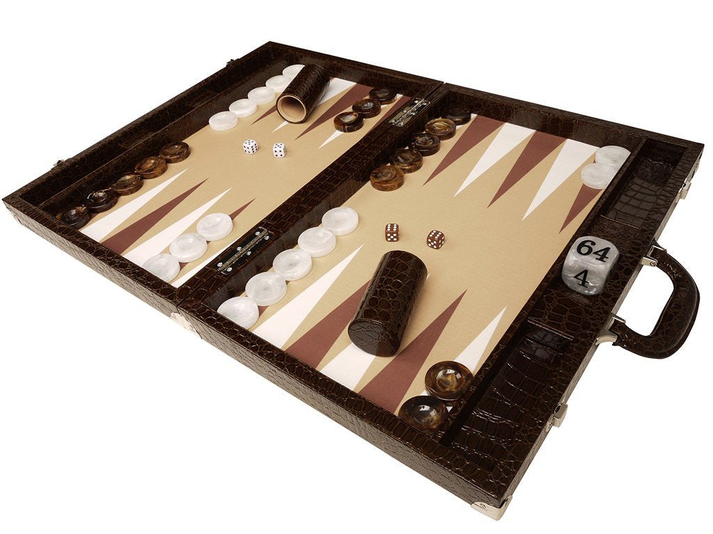 
                  
                    21-inch Professional Tournament Backgammon Set, Wycliffe Brothers - Brown Croco Board, Beige Field - Gen III - EUR - American-Wholesaler Inc.
                  
                