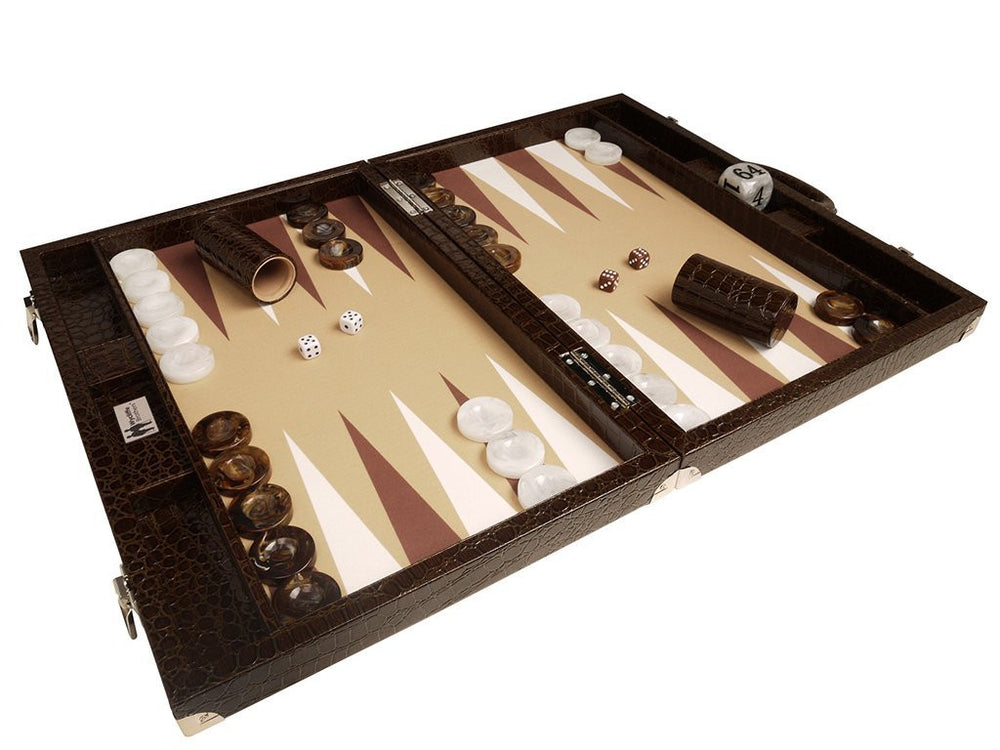 
                  
                    21-inch Professional Tournament Backgammon Set, Wycliffe Brothers - Brown Croco Board, Beige Field - Gen III - EUR - American-Wholesaler Inc.
                  
                